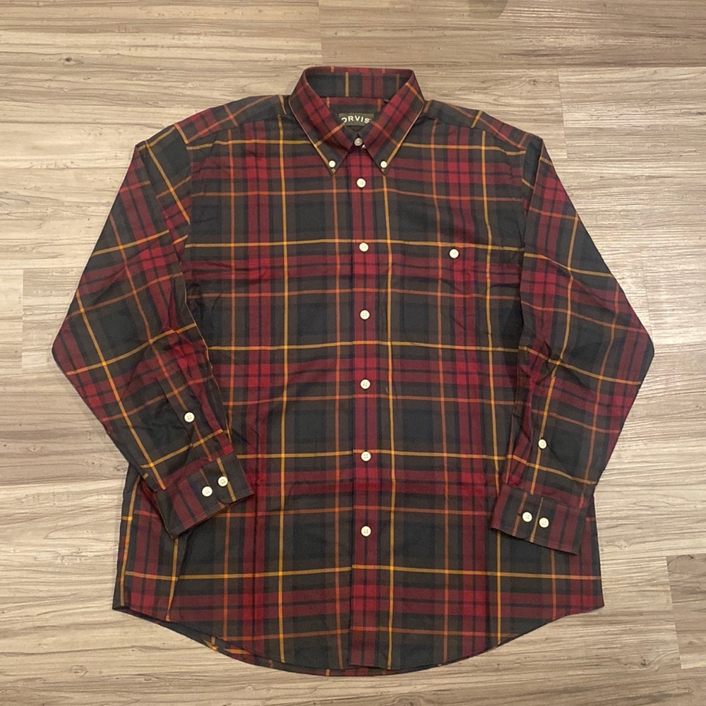 Never worn Orvis plaid shirt XL wrinkle free